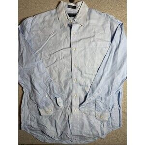 Hathaway Sport Mens Liberty Dobby Button Down Shirt Large Blue White Stripes